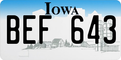 IA license plate BEF643