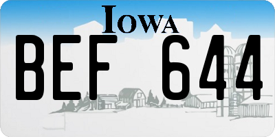 IA license plate BEF644