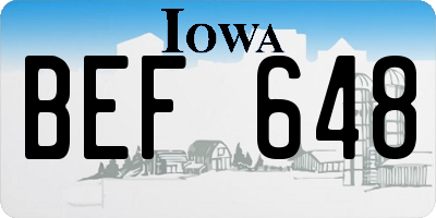 IA license plate BEF648
