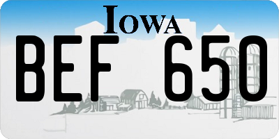 IA license plate BEF650