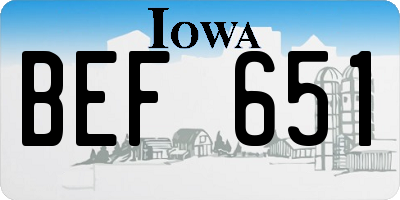 IA license plate BEF651