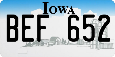 IA license plate BEF652