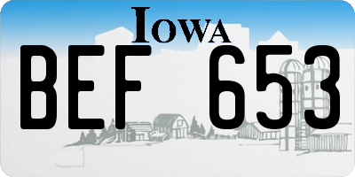 IA license plate BEF653