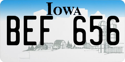 IA license plate BEF656