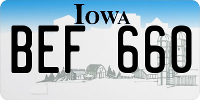IA license plate BEF660