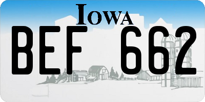 IA license plate BEF662