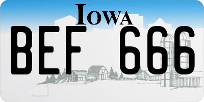 IA license plate BEF666