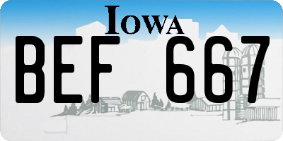 IA license plate BEF667