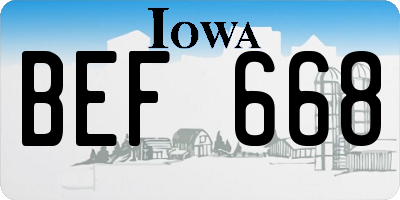 IA license plate BEF668