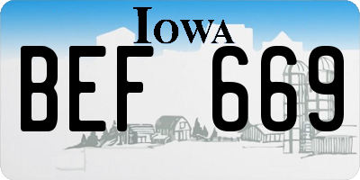 IA license plate BEF669