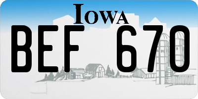 IA license plate BEF670