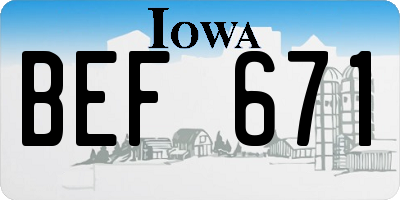 IA license plate BEF671