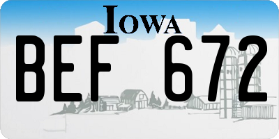 IA license plate BEF672