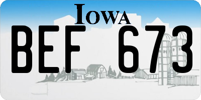 IA license plate BEF673
