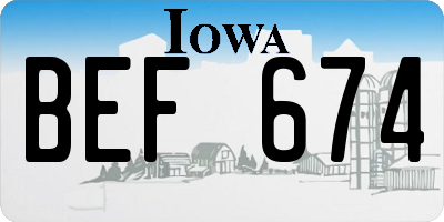 IA license plate BEF674