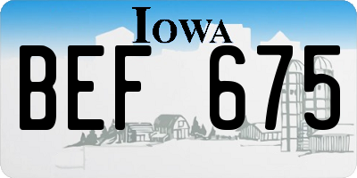 IA license plate BEF675