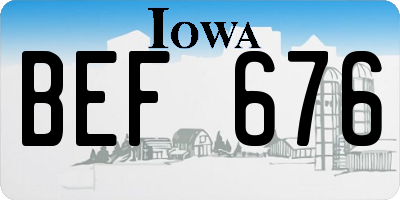 IA license plate BEF676