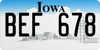IA license plate BEF678