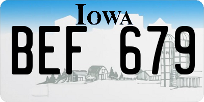 IA license plate BEF679