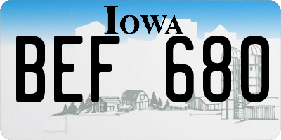 IA license plate BEF680