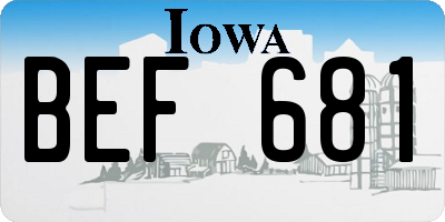 IA license plate BEF681