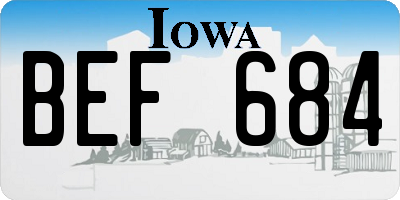 IA license plate BEF684