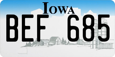 IA license plate BEF685
