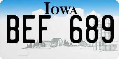 IA license plate BEF689