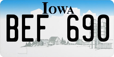 IA license plate BEF690