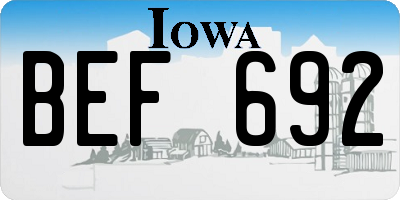 IA license plate BEF692