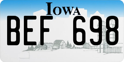 IA license plate BEF698