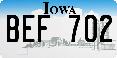 IA license plate BEF702