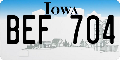 IA license plate BEF704