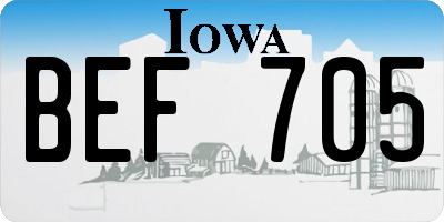 IA license plate BEF705