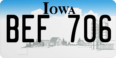 IA license plate BEF706