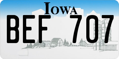 IA license plate BEF707