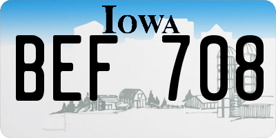 IA license plate BEF708