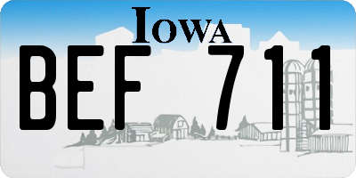 IA license plate BEF711