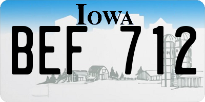 IA license plate BEF712