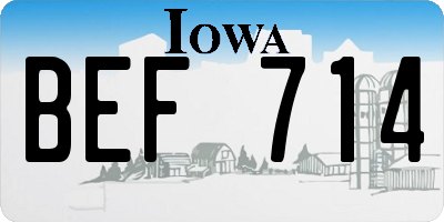 IA license plate BEF714