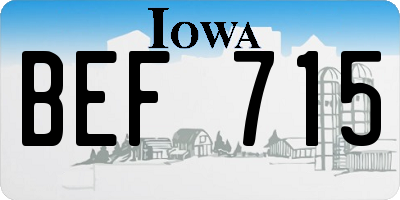 IA license plate BEF715