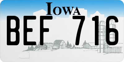 IA license plate BEF716