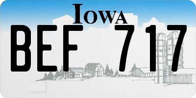 IA license plate BEF717
