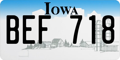 IA license plate BEF718