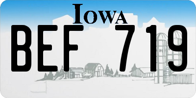 IA license plate BEF719