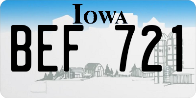 IA license plate BEF721