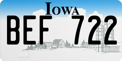 IA license plate BEF722