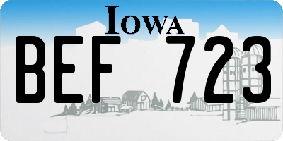 IA license plate BEF723