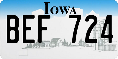 IA license plate BEF724