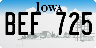 IA license plate BEF725